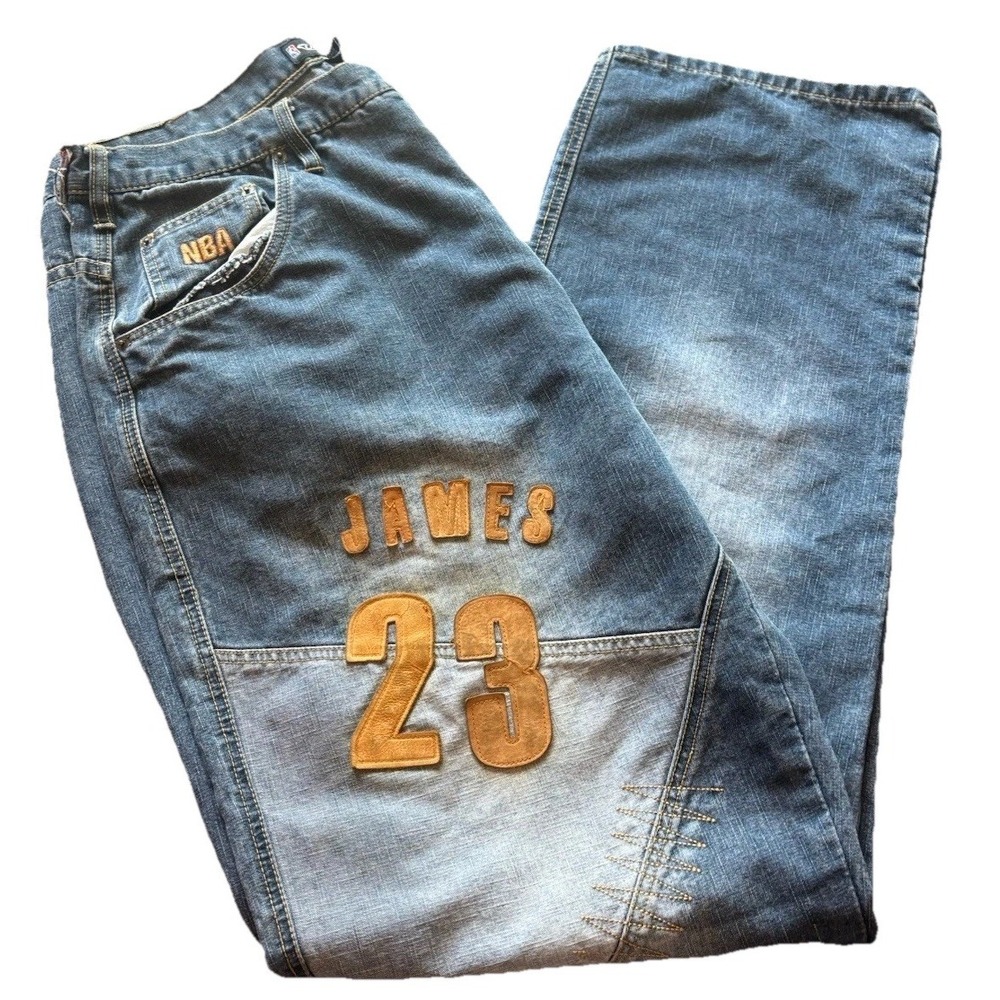Vintage UNK Denim Jeans Lebron James Cavaliers‎ NBA Men's 40x34 Baggy Loose